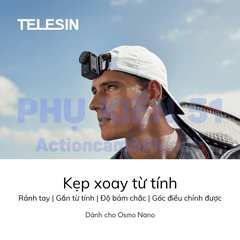 Đế nam châm Telesin kẹp nón DJI Osmo Nano kẹp chặt chắc chắn S3-HMH-05-TDJ