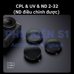 Bộ lọc Telesin CPL UV VND 8-32 cho Action 6 chuyên nghiệp có thể điều chỉnh ND