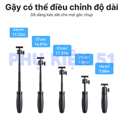 Tripod Telesin tích hợp Action 6 Nano kéo dài 44cm tiện lợi nhỏ gọn