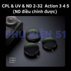 Kính lọc TELESIN CPL VND UV dành cho Osmo Action 5 Pro/ 4 /3