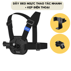 Dây Đeo Ngực Telesin Thao Tác Nhanh Gắn ActionCam Gopro ,Ace Pro, Insta360 One X2 X3 tiện lợi mềm mại dễ đeo- Chính Hãng