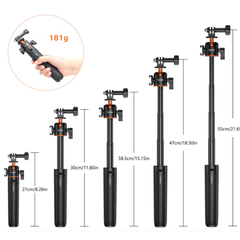 Gậy tripod Vrig Tp 08/08S kéo dài 51cm Gắn Gopro Osmo Action Insta360 Ace Pro