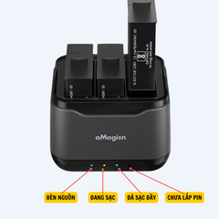 Bộ sạc aMagisn cho Insta360 Ace/Ace Pro hỗ trợ sạc 3 pin cùng lúc - Hàng Chính Hãng
