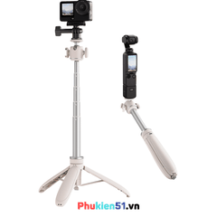 Tripod Telesin tự bung chân kéo dài 65cm gắn Actioncam Pocket Màu trắng