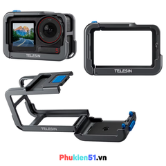 Khung nhôm Telesin  Action 5 Pro 4 3 bảo vệ Camera toàn diện có ngàm Cold Shoe gắn mic đèn