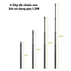 Gậy 1.5M 3M Carbon Fiber tàng hình kéo dài dành cho Insta360, GoPro, GoPro Max