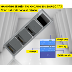Hub sạc Yx 3 khe 100W cho Dji Mavic 3 Series có màn hình thông số sạc 2 chiều