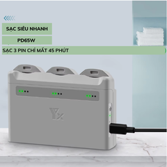 Hub sạc nhanh YX 65W cho DJI Neo hỗ trợ sạc nhanh 3 khe pin