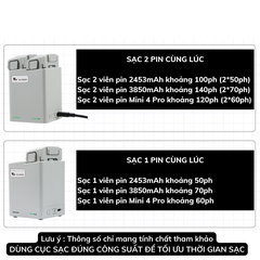 Hub sạc YX 2 khe pin DJI Mini 3 / Mini 3 pro/ Mini 4 Pro tối đa 35W 65W 2 chiều