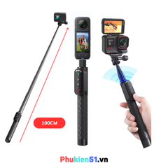 Gậy kiêm Remote đa năng Insta360 X4 X3 X2 Gopro 13 12 11 10 9 Black kéo dài 1m