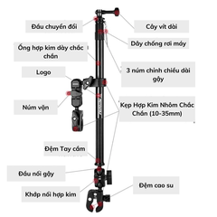 Bộ kẹp Motowolf MDL 3531 gắn Actioncam Insta360  Gopro Actioncam hợp kim nhôm