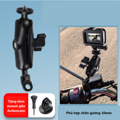 Giá đỡ gắn Actioncam thân kính xe máy, tựa đầu oto xoay 360 độ dễ dàng