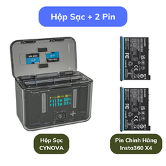 Hộp Sạc Nhanh CYNOVA Insta360 X4 có màn hình Oled hiển thị thông số cực đẹp
