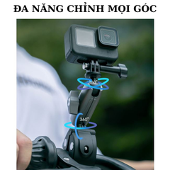 Kẹp kim loại Telesin 360 độ đa năng gắn ghi đông xe đạp xe máy gắn Actioncam, Gopro, Insta360 vít 1 4