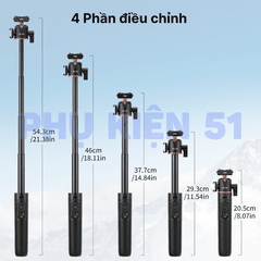 Tripod Vrig Ac 50 cho Insta360 X5 Ace Pro 2 tích hợp Remote kéo dài 55cm tiện lợi