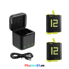 Pin Gopro 12 11 10 9 Black và Hộp sạc Telesin sạc 3 pin
