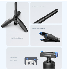 Tripod mini Telesin tích hợp ngàm Osmo 360 Action 5 4 3 tiện lợi nhỏ gọn