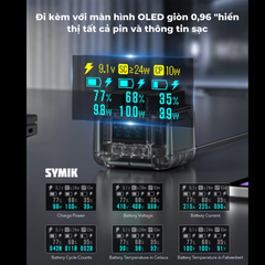 Hub sạc Symik Gopro 13 Insta360 Ace Pro DJI Action 5 Pro 4 3 có màn hình Lcd hiện thông số hỗ trợ sạc 24w