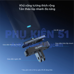 Bộ ngàm Telesin Thao tác Nhanh Insta360 X5 X4 X3 Ace Pro Pro 2  S7-JBK-18-TIS