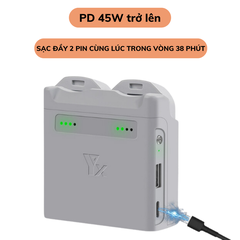 Hub sạc nhanh YX 45W cho DJI Neo hỗ trợ sạc nhanh 2 khe pin