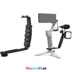 Giá Đỡ Chữ L gắn Đèn Flash ,Micro  2 Ngàm cho Gimbal ,Vlog