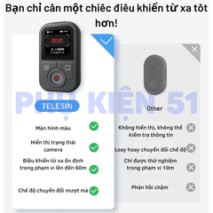 Remote Telesin cho DJI Action 6 5 4 , Osmo 360 điều khiển từ xa lên tới 60m, kháng nước , tiện lợi