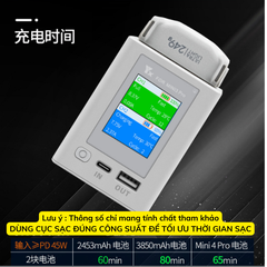 Hub sạc YX 2 khe pin DJI Mini 3 / Mini 3 pro/ Mini 4 Pro tối đa 35W 65W 2 chiều