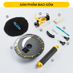 Dome Port chống nước TELESIN cho Osmo Action 5 Pro/ 4 /3 quay nửa trên nửa dưới