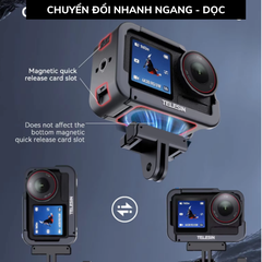 Khung nhôm Telesin  Action 5 Pro 4 3 bảo vệ Camera toàn diện có ngàm Cold Shoe gắn mic đèn