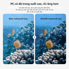 Khung vỏ chống nước TELESIN ACTION 6 chống nước đi bơi, đi lặn bảo vệ camera S4-WTP-12