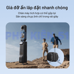 Tay cầm Telesin gấp gọn cho Insta360 X4 X5 bảo vệ máy , thao tác nhanh bỏ túi bỏ balo