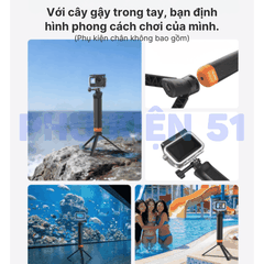 Tay cầm phao 2.0 Telesin gắn Actioncam giúp nổi trên bề mặt nước chống thất lạc