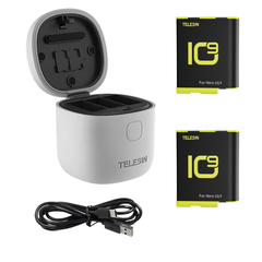 Pin và Dock sạc Allin Box Telesin Gopro Gopro 12 11 10 9 Black chống nước hỗ trợ đọc thẻ TF