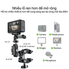 Kẹp càng cua kim loại Telesin gắn Actioncam máy ảnh đèn flash cố định chắc chắn