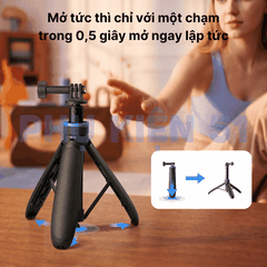 Tripod Telesin tự bung chân kéo dài 65cm gắn Actioncam Pocket Gopro Insta360 gấp gọn
