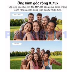 Lens góc rộng Telesin 0,75x Insta360 Luna mở rộng góc quay