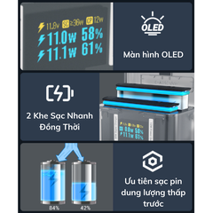Hộp Sạc Nhanh CYNOVA Insta360 X4 có màn hình Oled hiển thị thông số cực đẹp