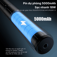 Gậy sạc Telesin 2.0 dự phòng Actioncam Insta360 Gopro 5000mah kéo dài thời gian sử dụng