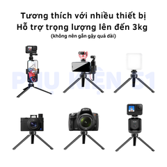 Tripod gấp gọn Telesin hợp kim nhôm dùng pocket 3 , gậy Actioncam