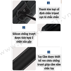 Gậy 2 in 1 tích hợp tripod gắn Actioncam 1.2m nhỏ gọn tiện lợi-  Gậy tàng hình 2in1 cho Gopro Insta360