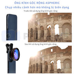 Lens 2 in1 4K HD Macro 15X và gốc rộng 0,45X cho điện thoại có đèn trợ sáng hỗ trợ cực tốt