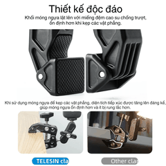 Kẹp càng cua kim loại Telesin gắn Actioncam máy ảnh đèn flash cố định chắc chắn
