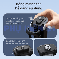 Tay cầm Telesin gấp gọn cho Insta360 X4 X5 bảo vệ máy , thao tác nhanh bỏ túi bỏ balo