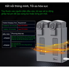 Hub sạc YX 100W cho DJI Mavic 4 Pro đèn báo đầy đủ 2 khe sạc