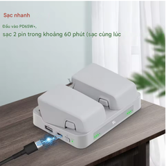 Dock sạc DJI Flip hỗ trợ sạc nhanh 2 khe pin có đèn báo