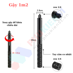 Giá Kim Loại Gắn Gậy Tàng hình lên xe đạp thể thao, moto cho Insta360, Gopro Max