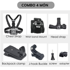 Phụ kiện gắn Gopro , Insta360 đeo lên người , đeo tay , đeo đầu, kẹp balo