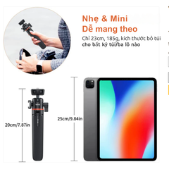 Tay cầm Vrig TP 06 mini vlog chịu tải 1,5kg cứng cáp gắn máy ảnh điện thoại Actioncam Gopro Action