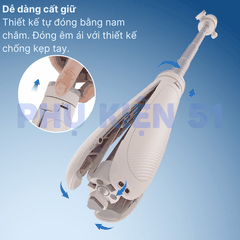 Tripod Telesin tự bung chân kéo dài 65cm gắn Actioncam Pocket Màu trắng