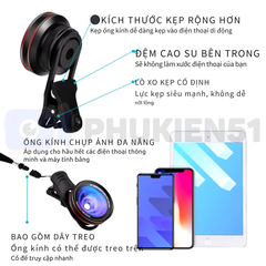 Lens 2 in1 4K HD Macro 15X và gốc rộng 0,45X cho điện thoại có đèn trợ sáng hỗ trợ cực tốt